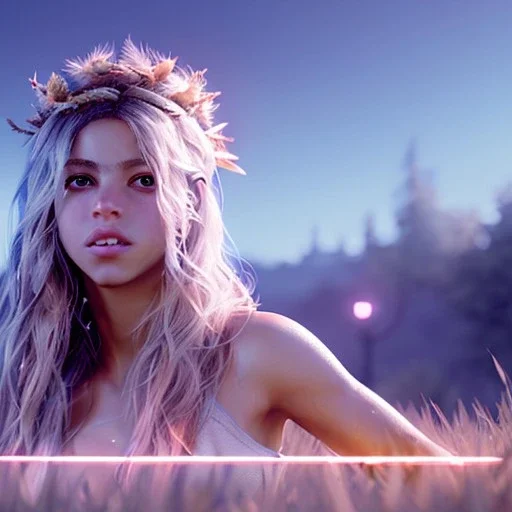 Shakira artist, Realistic image, waist up portrait, perfect eyes, glow, circle iris. concept art, smooth, unreal engine 5, god lights, ray tracing, RTX, lumen lighting, ultra detail, volumetric lighting, 3d, finely drawn, high definition, 4k.