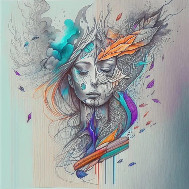 Utilize flowing and rhythmic patterns to represent the allure and mystique of drug addiction, balanced with contrasting elements symbolizing recovery, pencil colour style