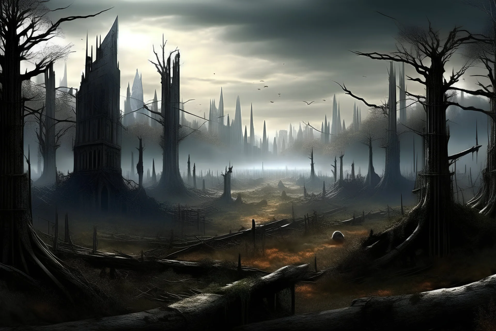 scary world of hellish future, city of the dead, dead forest