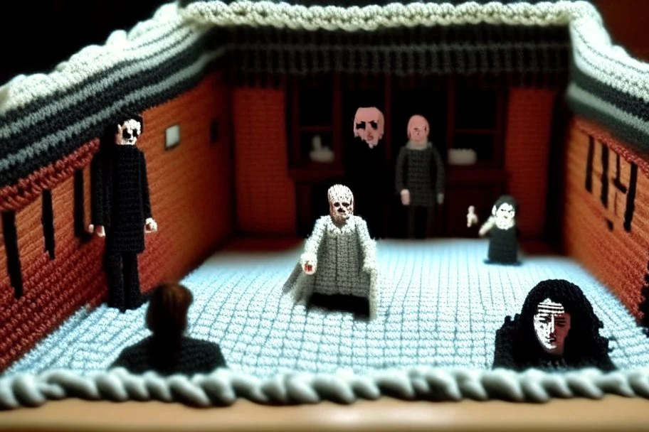 knitted scene of the movie exorcist