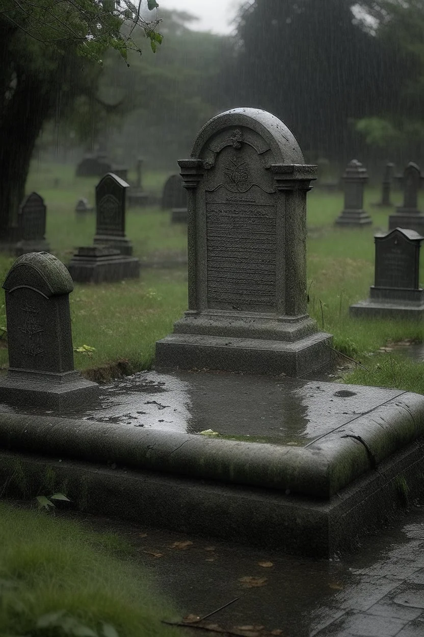 old grave raining