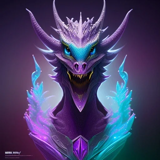 purple mythical creature in galaxy, teal and purple smoke, detailed, realistic, 4k