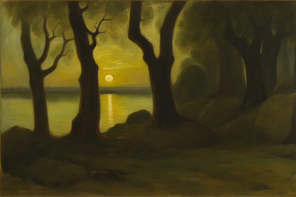 trees, night, rocks, hans am ende, and henry luyten impressionism paintings