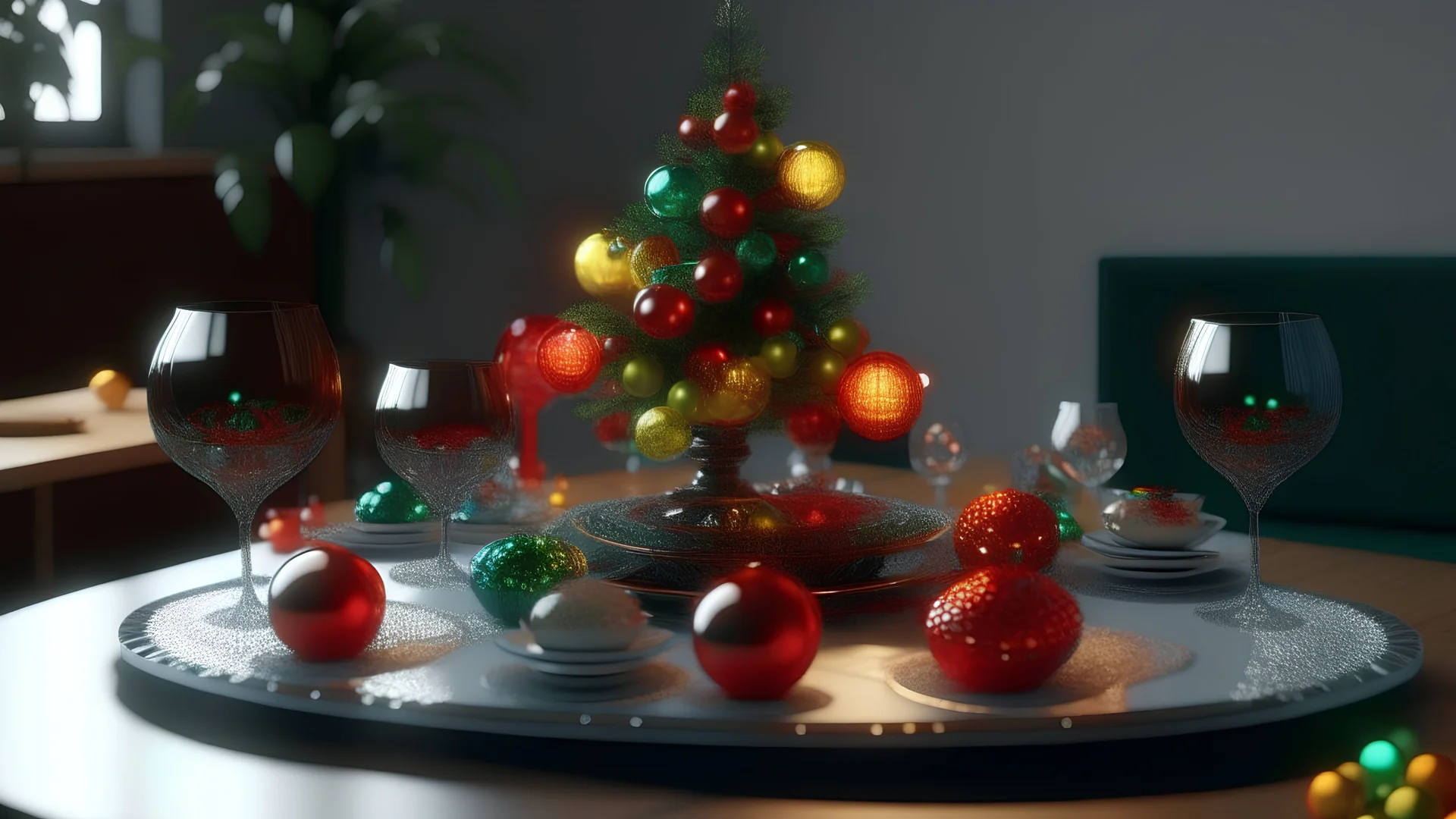 christmas decoration on the table Generative AI