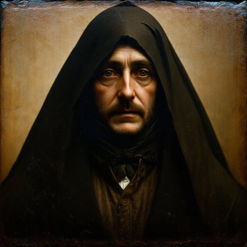 Daguerrotype, close-up, mysterious figure, odd background, Hieronymus Bosch, room, Max Ernst, ambient light, by Minicavio Quollati and Marlost Endgulp, exoteric, mystic, Amano, Botticelli, Hieronymus Bosch, Alphonse Mucha