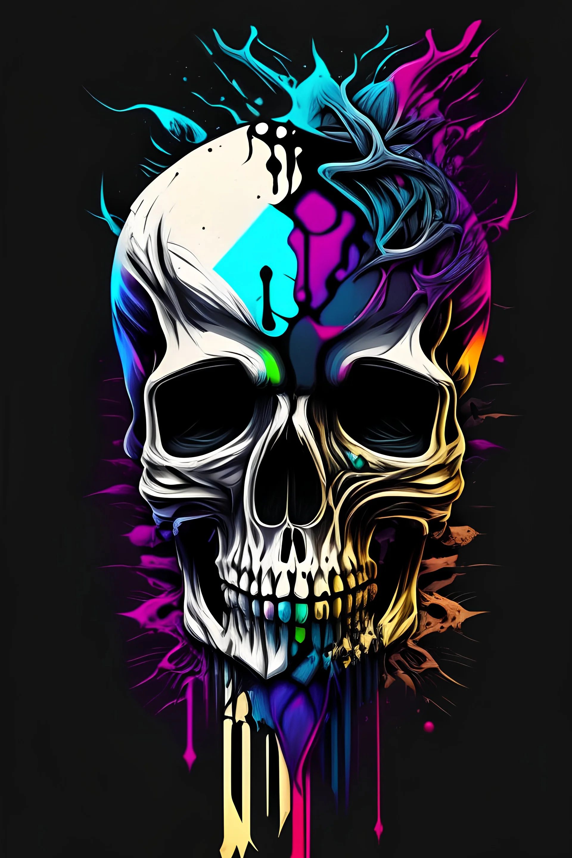 create a logo for a rap group i want the image to be a black and white psychedelic skull