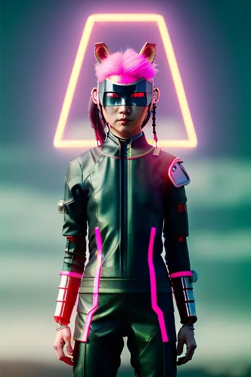 portrait, Asian cyborg woman, samurai warrior :: symmetry photography, cyberpunk style, cyborg eyes, pink hair, wires conveying, perfect eyes, samurai helmet, tiger mask, black samurai army, katana, japanese traditional ornaments, pink, white, black, glow eyes, cinematic, Ultra realistic, dark scene, soft color, highly detailed, unreal engine 5, RTX, ultra detail, 3d, finely drawn, high definition.