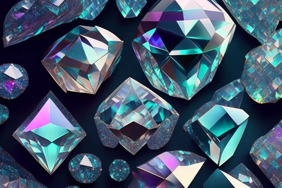 pattern of holographic gems and crystals