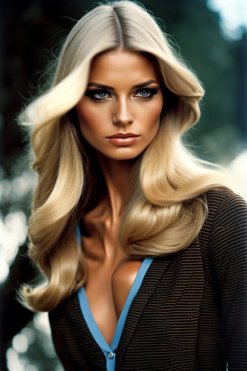 1972: beauty nude female supermodel, longer blonde hair, beautiful face, beautiful skin, realistic analog photography, middle parting, beautiful like a supermodel from the sixties, beautiful rounder face