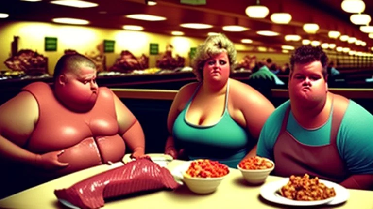 overeaters anonymous members sitting at the golden corral buffet meat section