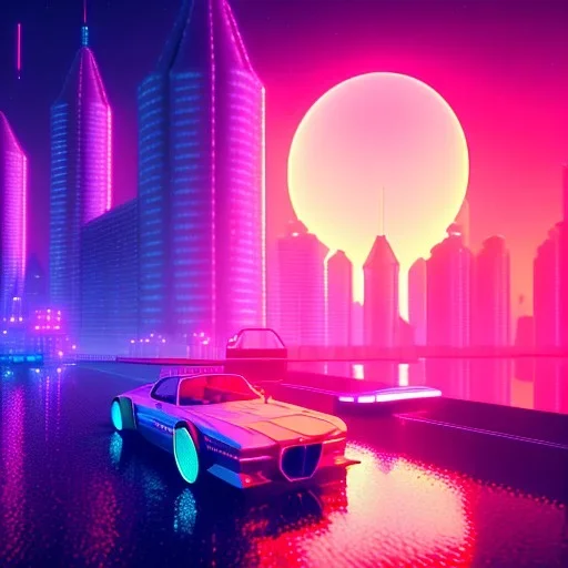 beautiful synthwave city, 8K resolution