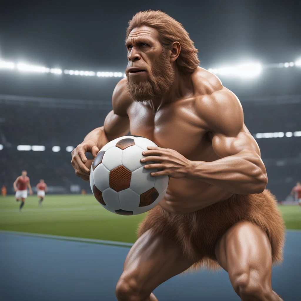 Neandertal futbolista ultra detallado 8k