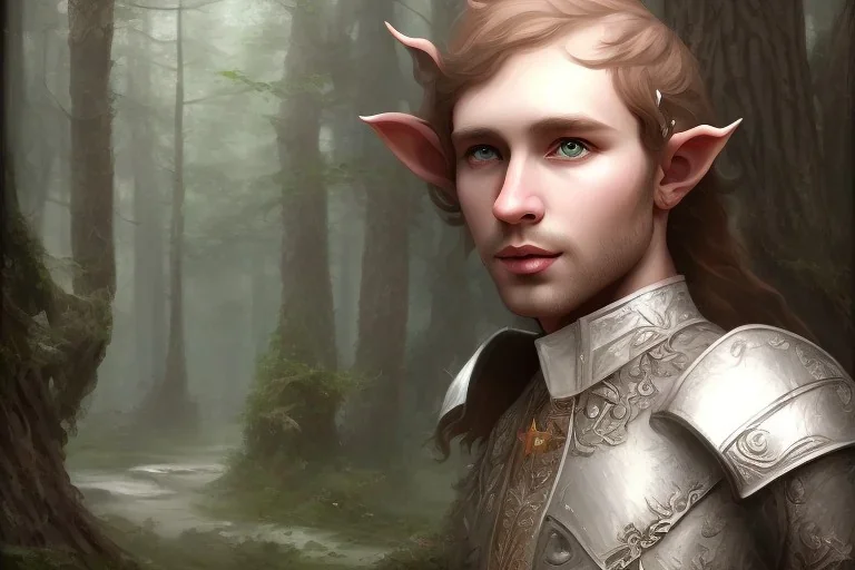 portrait of fantasy cleric elf in the woods painted by william turner