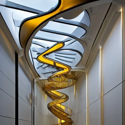 10 Grenelle, biomorphic structure, bioluminescence, centrepiece, france, interior design, Les Echos, Le Parisien, LVMH, media division, minimalist, office environment, parametric sculpture, Paris, refined details, ghostly lights,staircase,golden hour,masterpiece of Ora Ito mixed with Asaf Hanuka