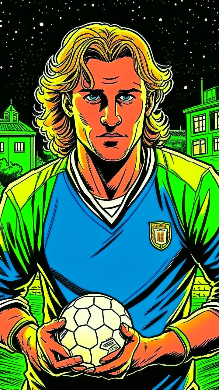 Diego Forlan Football soccer player posing. Dark detective comic. Book cover detective mistery 1990.