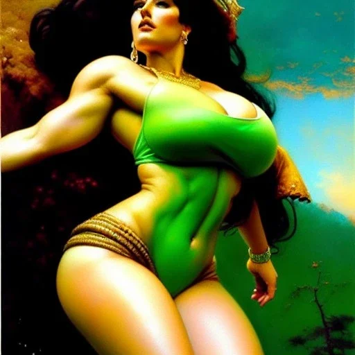 Drawing of beautiful face,'beautiful booty,Busty She-Hulk',intense stare, ancient skintight armor, balanciaga fashion clothe painting by gaston bussiere, greg rutkowski, yoji shinkawa, yoshitaka amano, tsutomu nihei, donato giancola, tim hildebrandt, Oil on canvas, cinematic composition, extreme detail,fit full head inside picture,16k