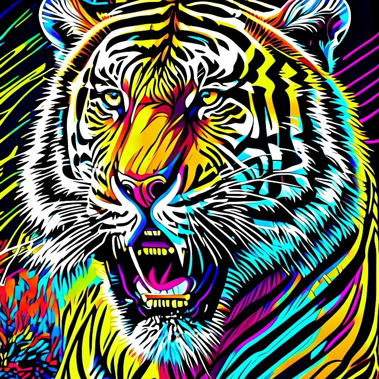 Cartoon of a Siberian tiger full body 4k pop art