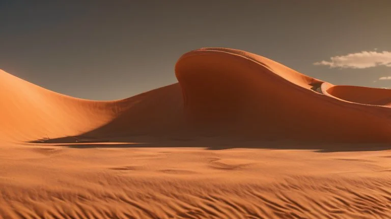 In the desert in the dunes a large sandworm full screen, concept art