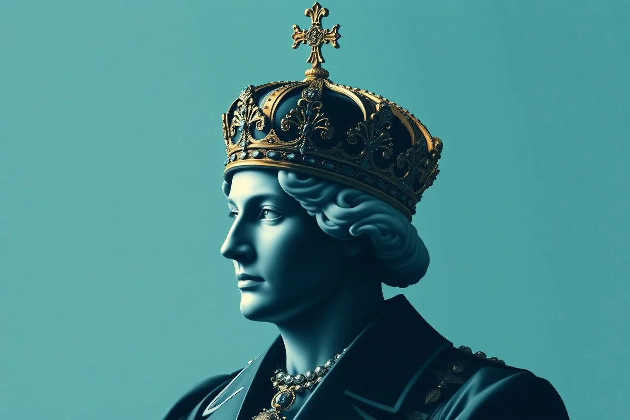 french crown jewells on central bankers head Again style of monet