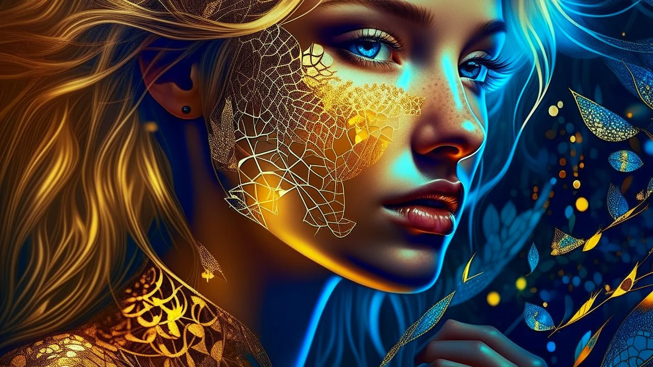 old paper worn edges, Fantastic blonde - mother nature, her skin is scales, golden tears, hyperrealism, sharp focus, 8K, hyperrealist, ultra HD, textured textures, alcohol ink, fine rendering,