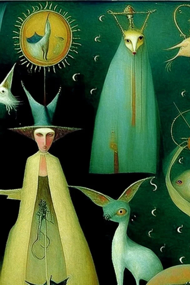 a collage of surrealist paintings by artist "Leonora Carrington",by artist "Christian Schloe"