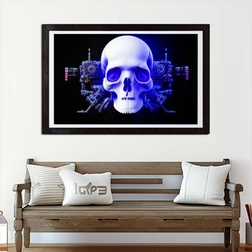 cyberpunk style ink ball skull picture in detailed frame, big black eyes, unreal engine 5, 8k resolution, photorealistic, ultra detailed, frame extreme accurate