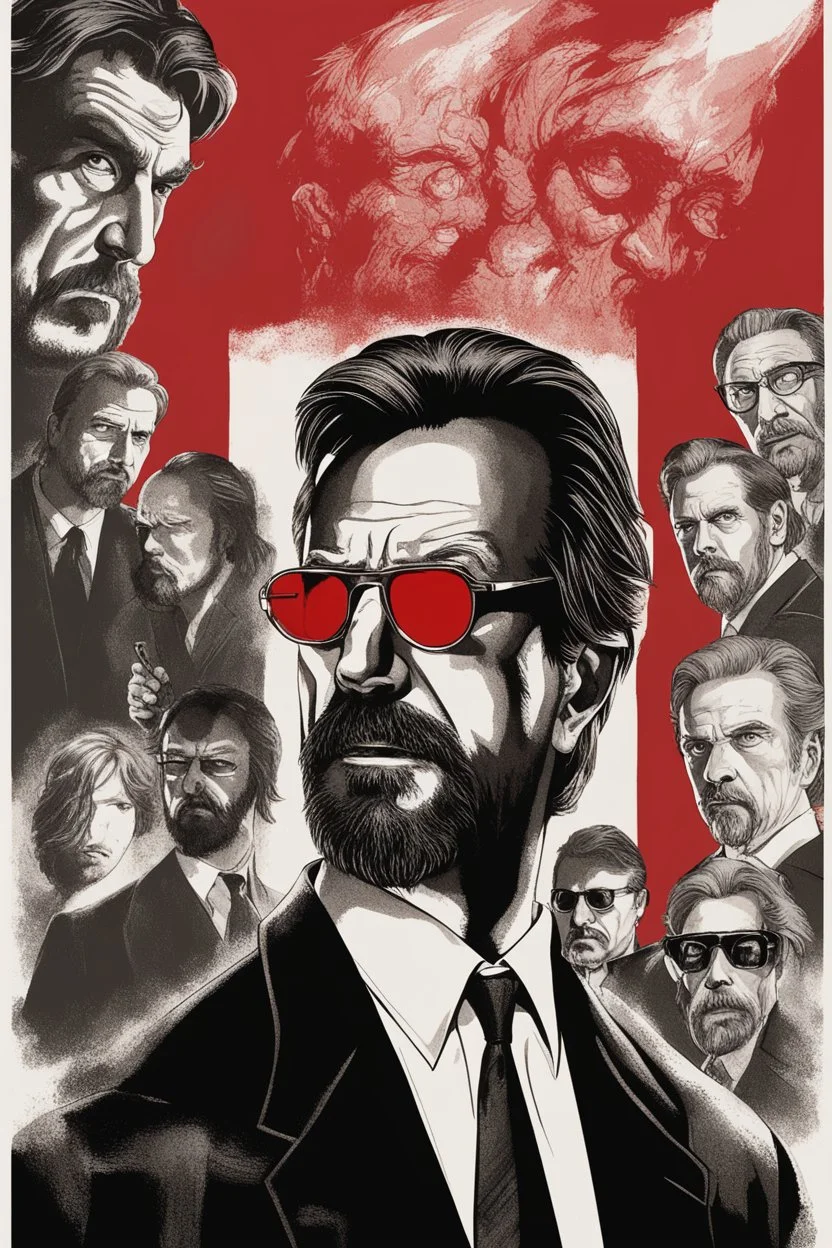 a menacing Hans Gruber wearing red-tinted glasses