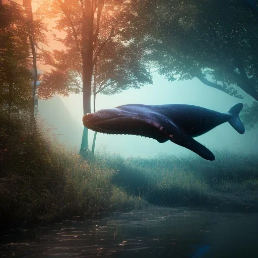 Nature, whale, on color lights, night, unreal 5, octane render, cinema4d, redshift render, hyper realistic, cenematic, vibrancy, synthwave, retouch, centered, dynamic lighting, dramatic lighting, 4k, highly detailed, attractive beautiful, realistic, virtual reality, epic composition, holographic,