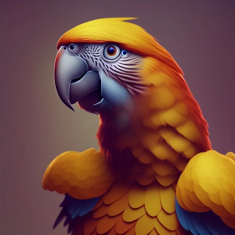 isometric clean art of a parrot,warrior suit, soft lighting, high definition, unreal 5, full body