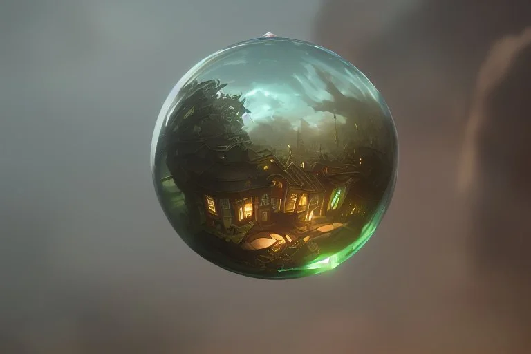 Glass ball full of thunder storms