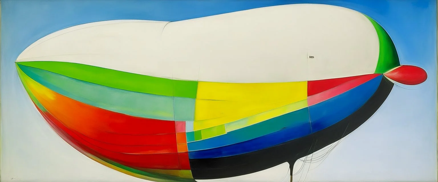 A white bird shaped airship painted by Alexej von Jawlensky