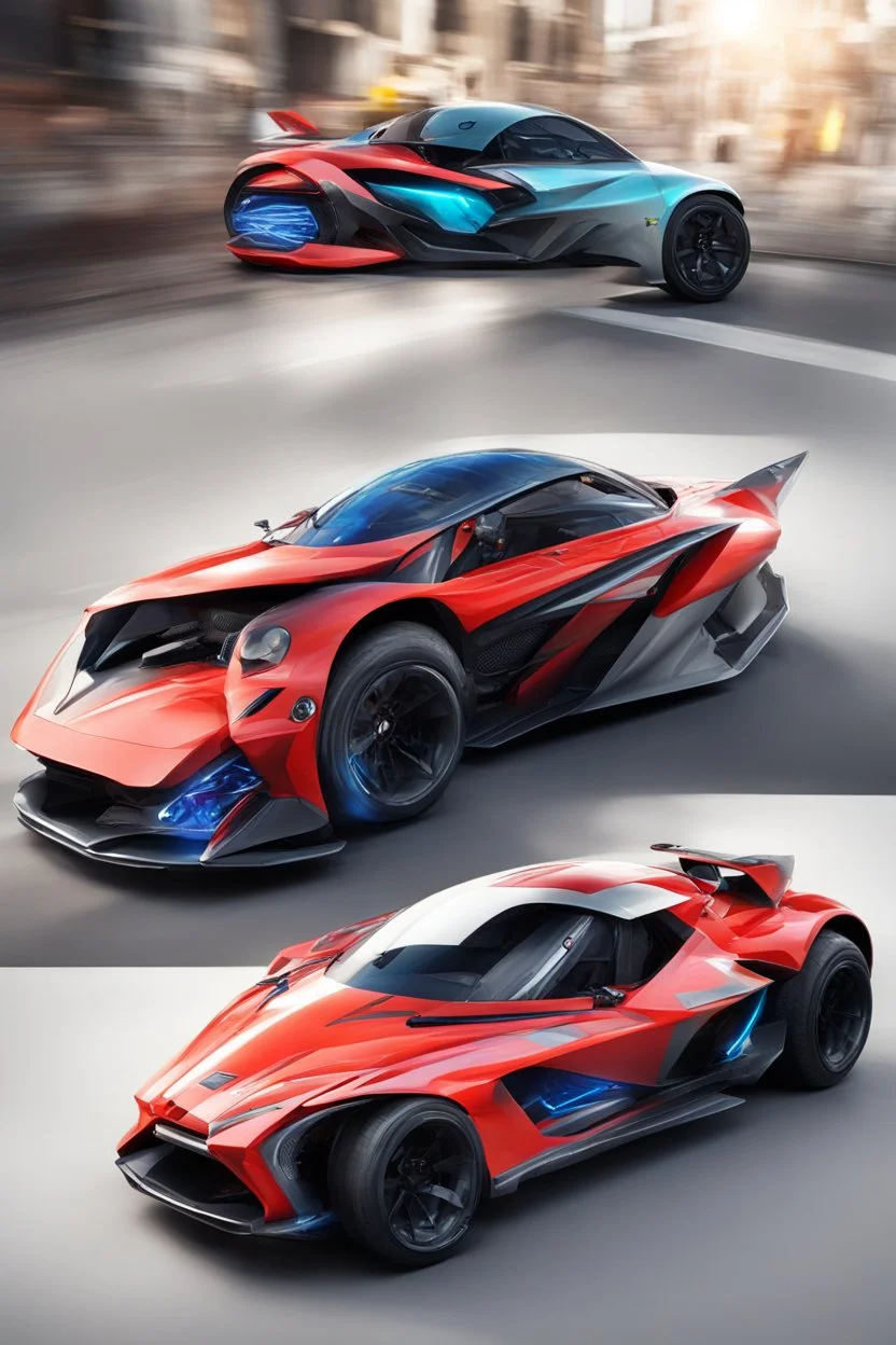 A combination of ultra-advanced car and crazy Max fighter, super sporty, with color and nano technology