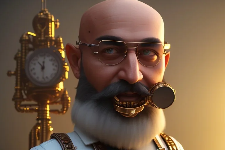 portrait of a bald and shaved Atul Bhardwaj building lego, steampunk, brown eyes, no facial hair, steampunk, unreal 5, octane render, cinema4d, dynamic lighting, soft lighting, 4k, redshift render, highly detailed, hyper realistic