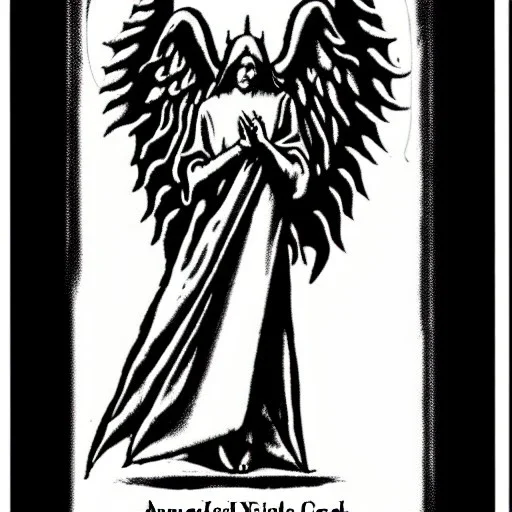 Angel code prophecy name words black and white Satan card