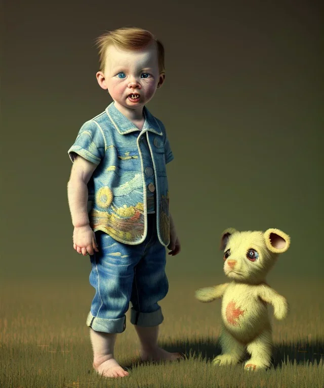 Van gogh toddler, full body, dramatic lighting, hyper realistic