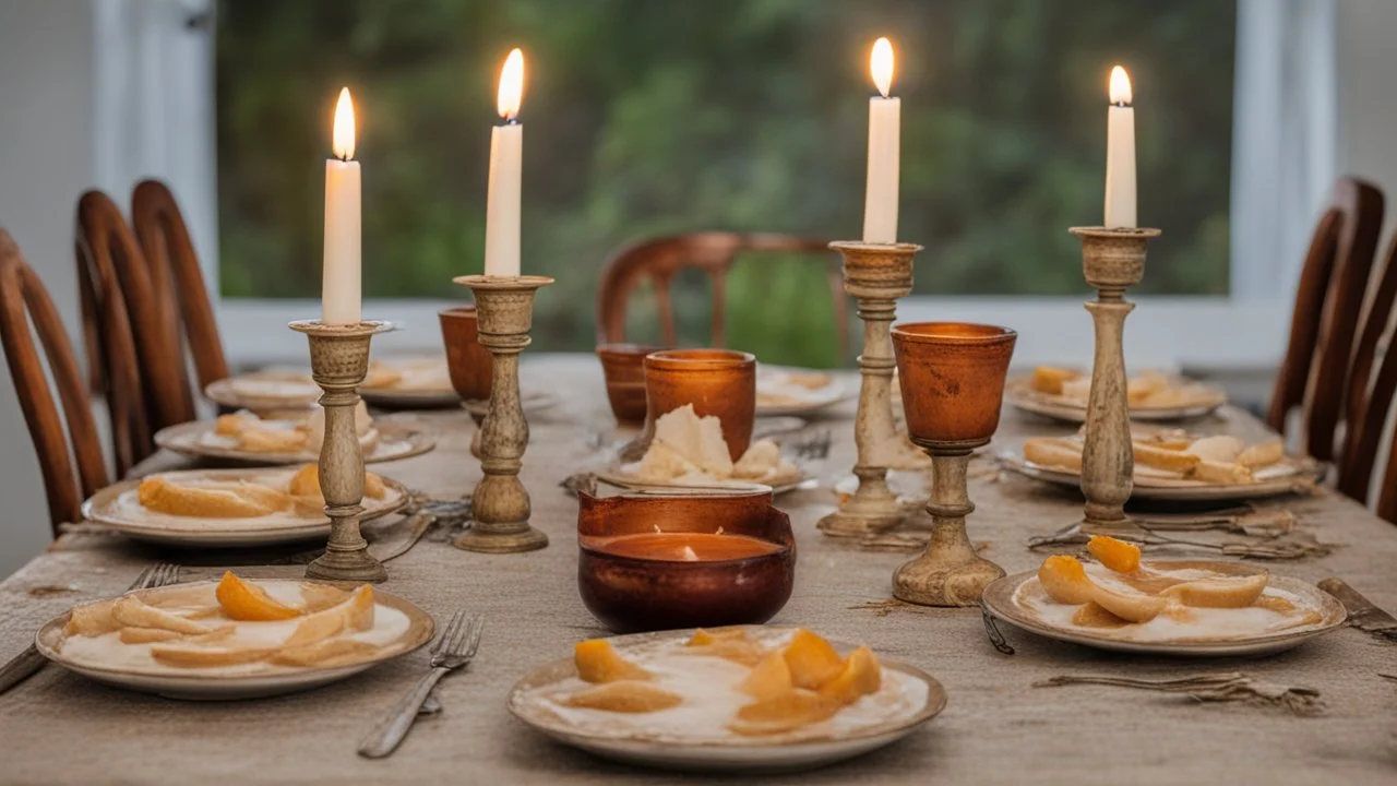 seven candles on a table