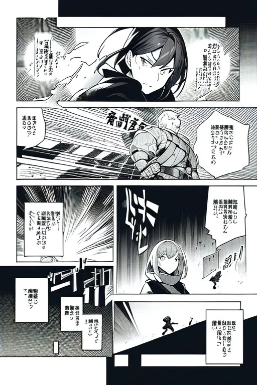 street fight, manga page, line arts, greyscale