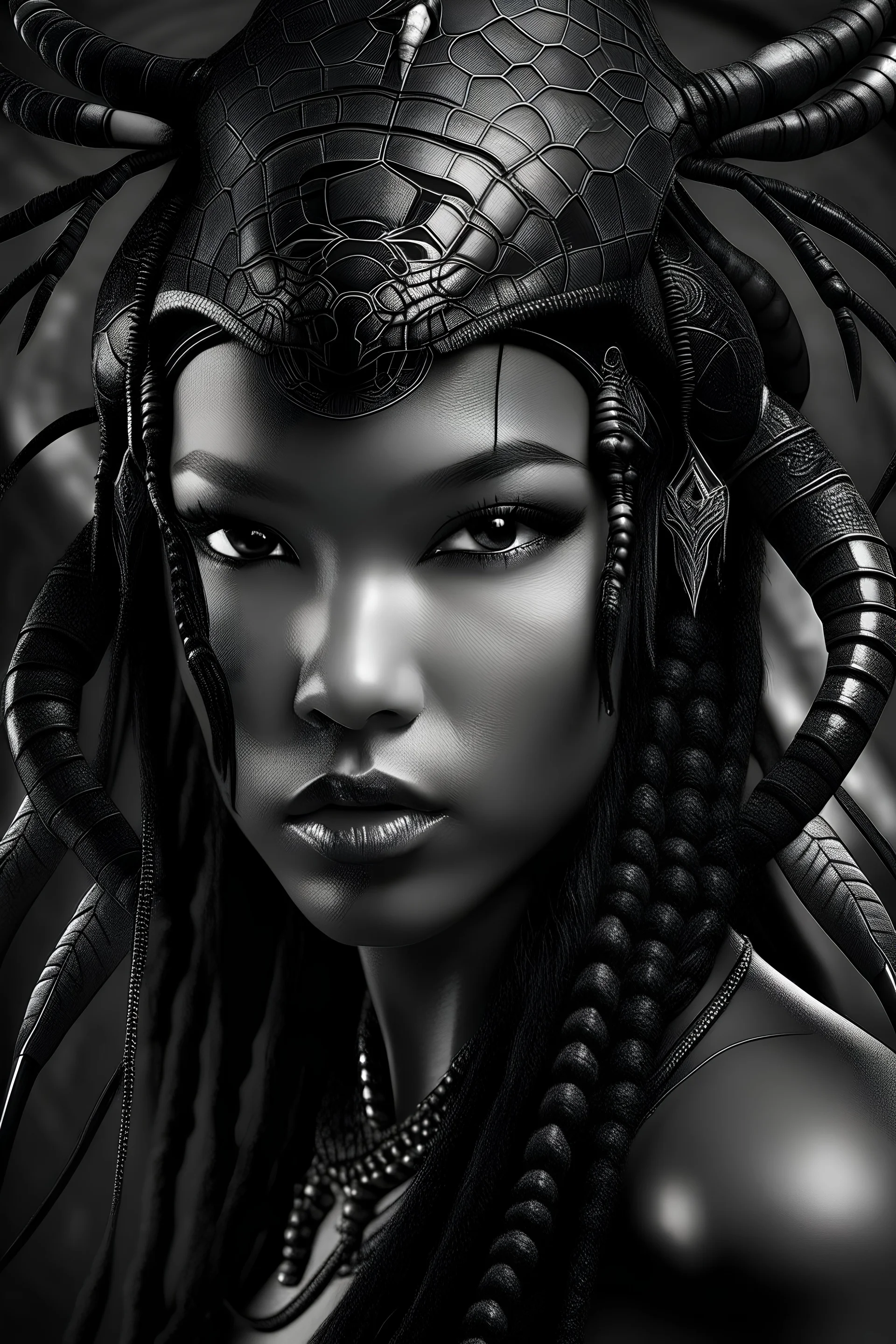 A beautiful black mystical scorpion goddess with beautiful piercing eyes