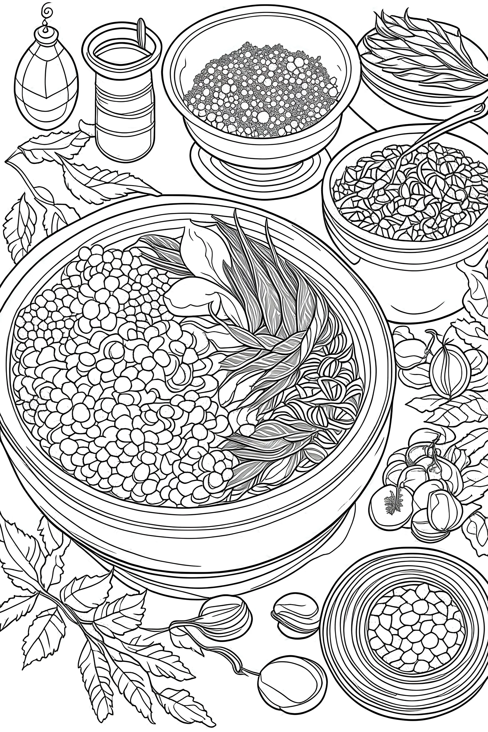 Coloring book page of Lebanon's native food