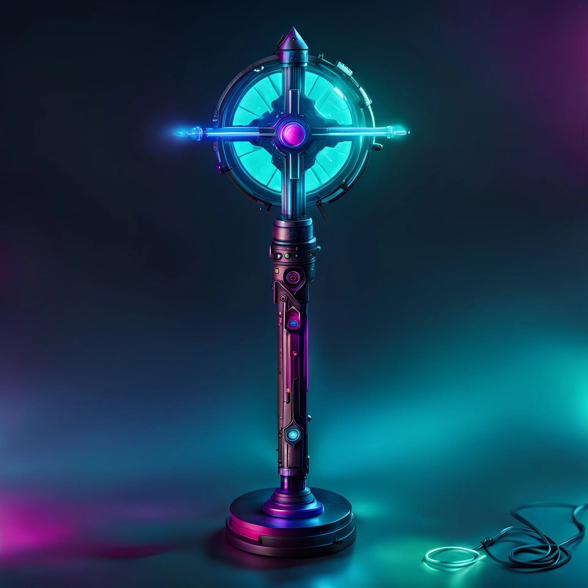 magic wand, cyberpunk style