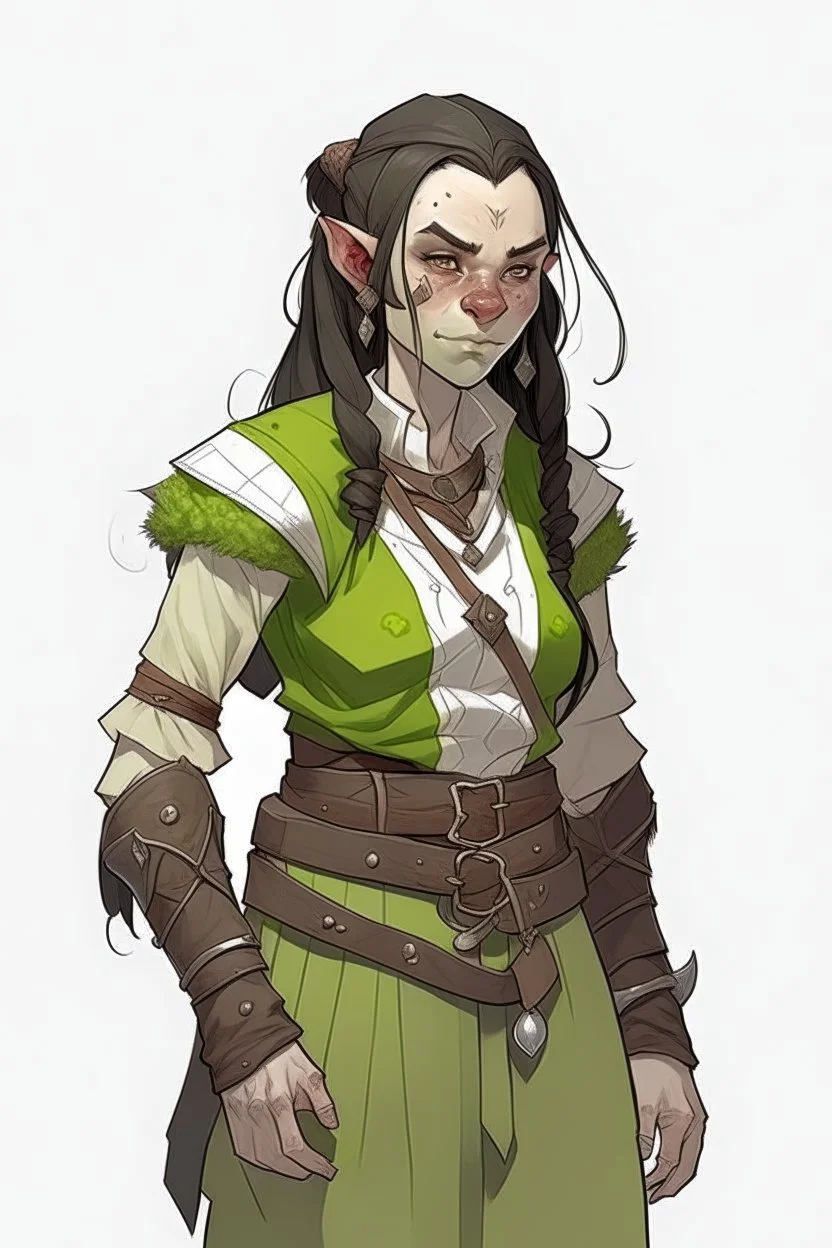 teen woman half orc with peasent clothing