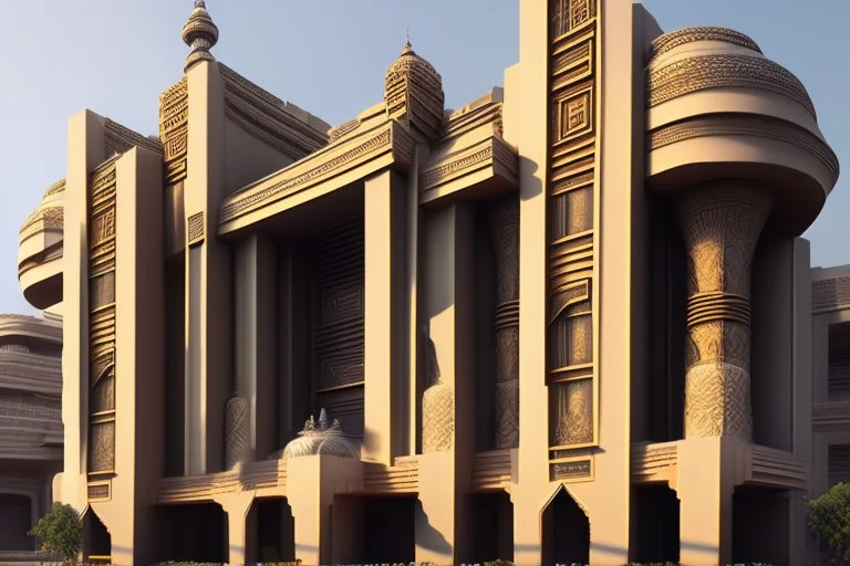Grand scale Indian Architecture modern futuristic, inspired by hindu Architecture