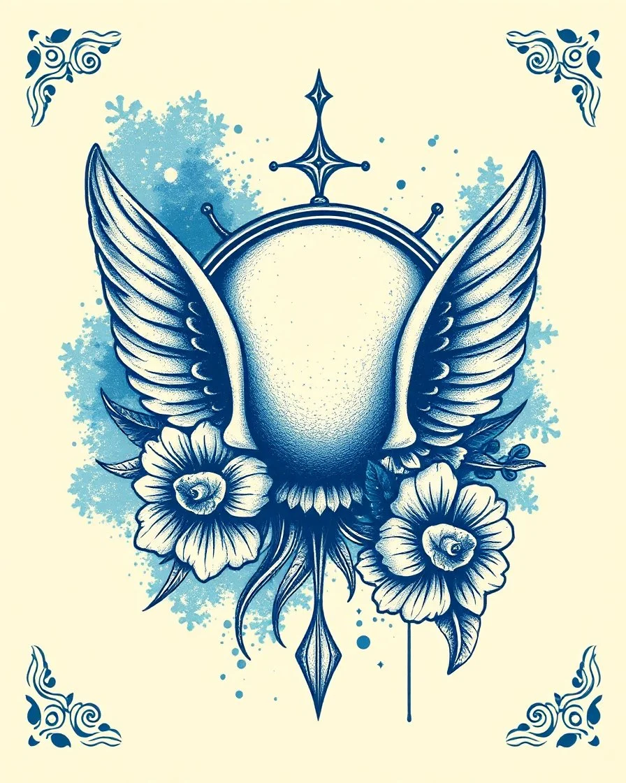 pyscho blue, grainy holoprinting vintage classic tattoo --chaos 8 --ar 1:1 --sref 3322162017 --personalize ib7uawf --stylize 1000 --v 6.1