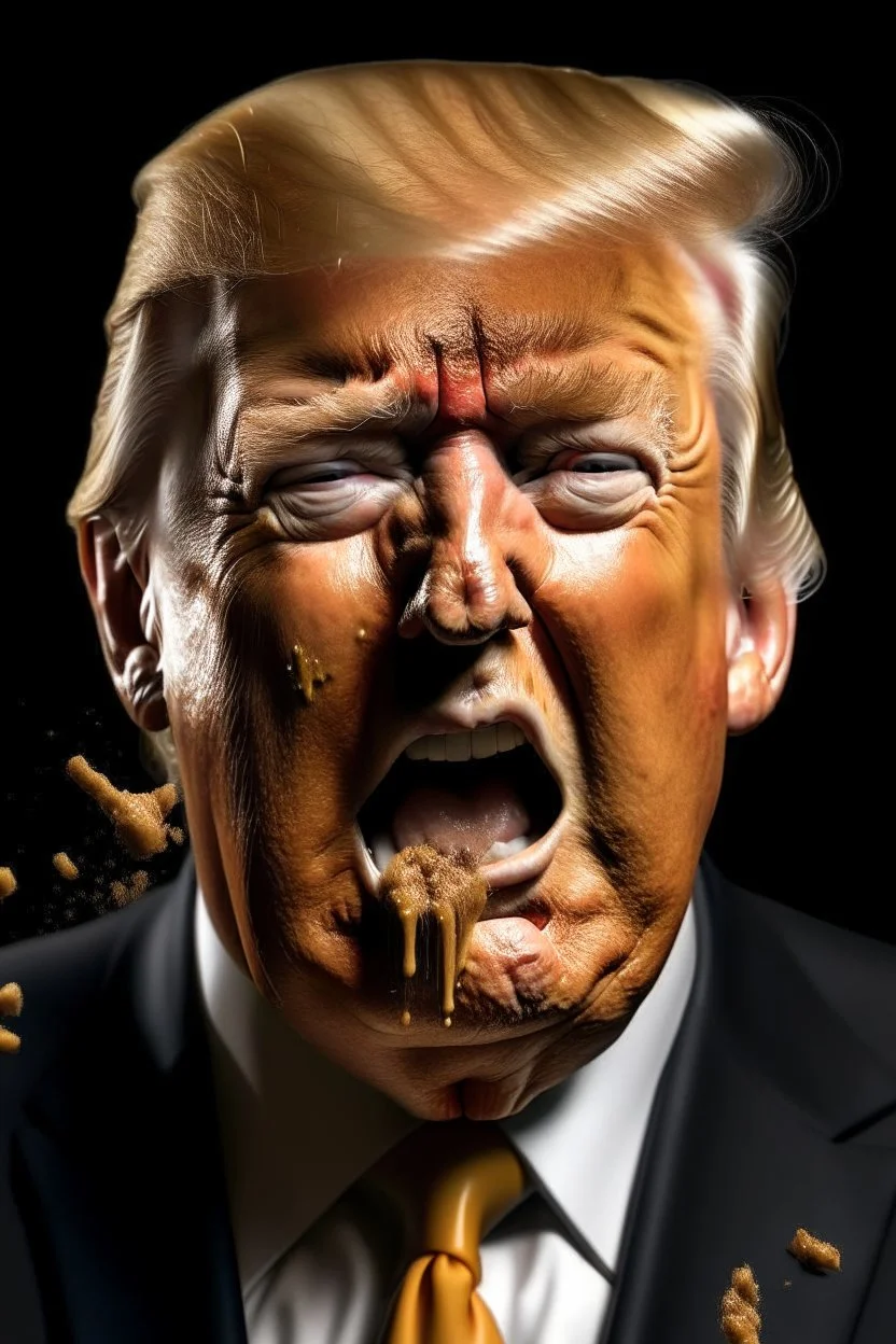 president donald trump with feces coming out of his mouth