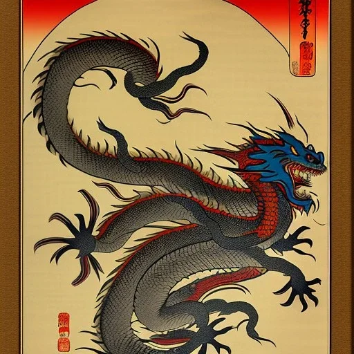 Ukiyo-e painting of a dragon