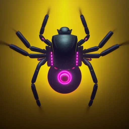 A beautiful portrait of a cyborg spider wite neon color scheme, high key lighting, volumetric light high details psychedelic background