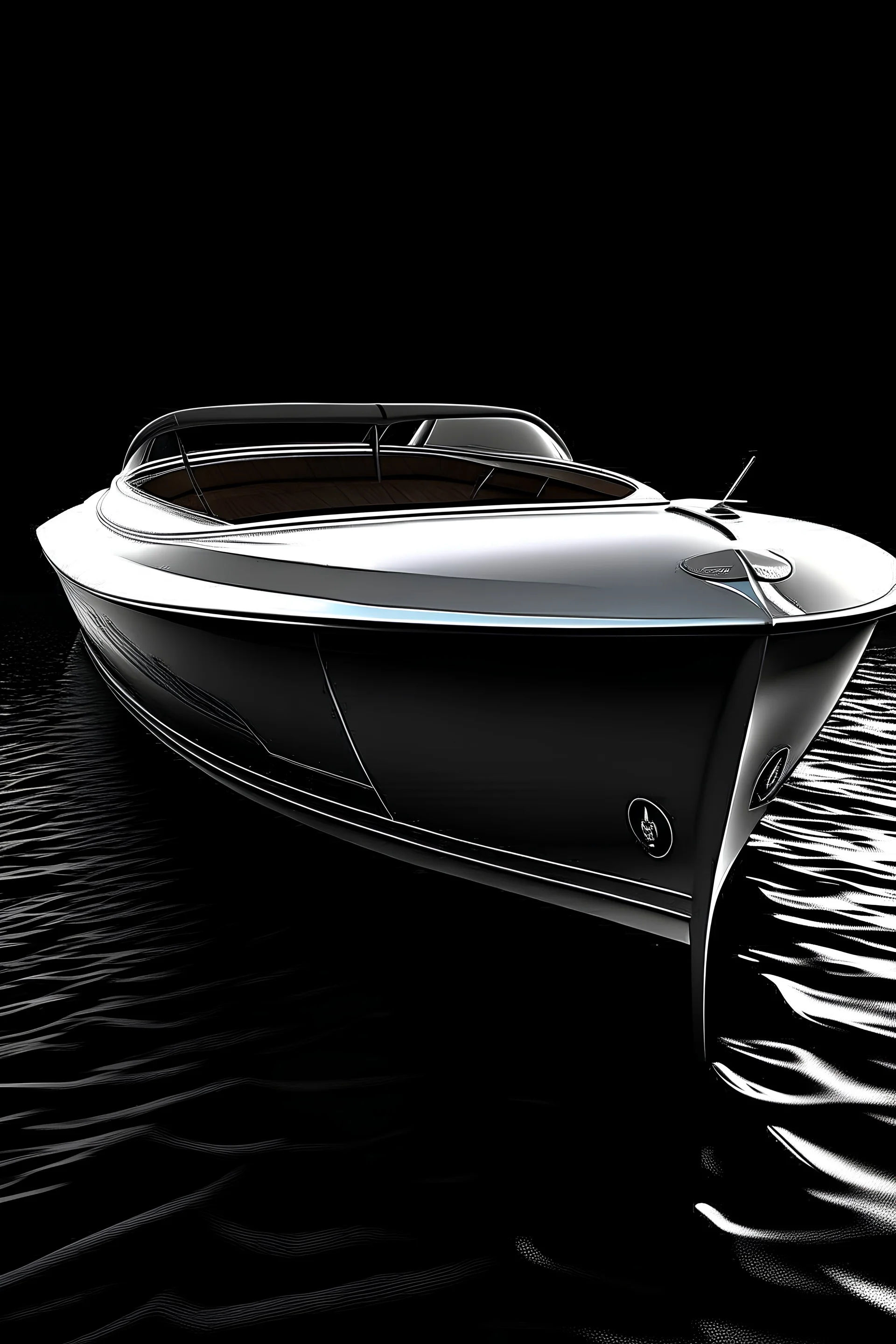 Speedboat inspired by whale ,front view ,classic, real