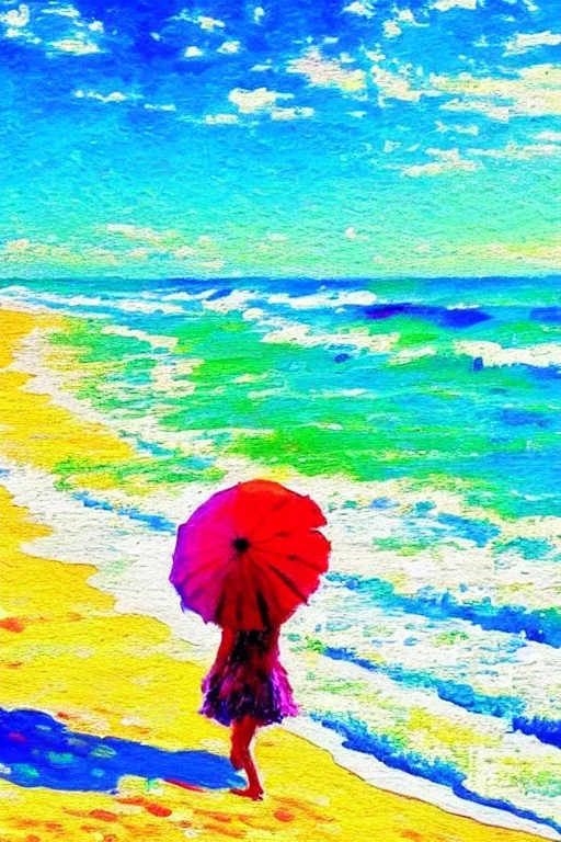 painting, impressionist, wanderlust, bright colors, beach