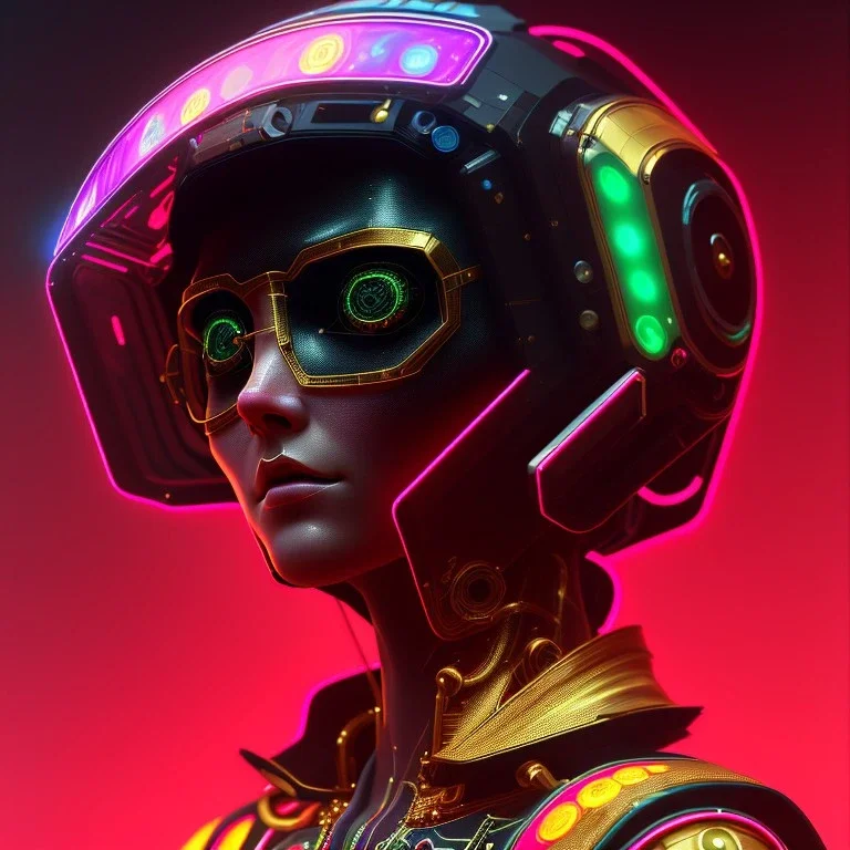 Medium Close Up Portrait, Front image. cyberpunk Asian woman, pink short hair. rabbit mask, latex suit. Red, black, gold, color. Punk style. Gradient background. Avatar image, highly detailed, concept art, smooth, unreal engine 5, god rays, ray tracing, RTX, lumen lighting, ultra detail, volumetric lighting, 3d, finely drawn, high definition, high resolution.