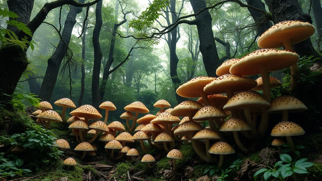 Thick mushroom forests, air thick with vivifying spores.